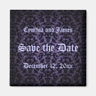 Save the Date Gothic purple and black magnet