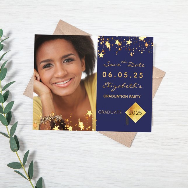 Save the Date graduation party 2025 blue budget Flyer (Creator Uploaded)