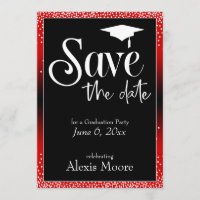 Save the Date Graduation Party Bright Red Ombre