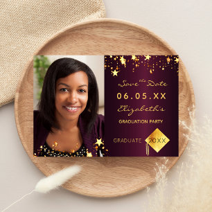 Save the Date graduation party burgundy photo 2023