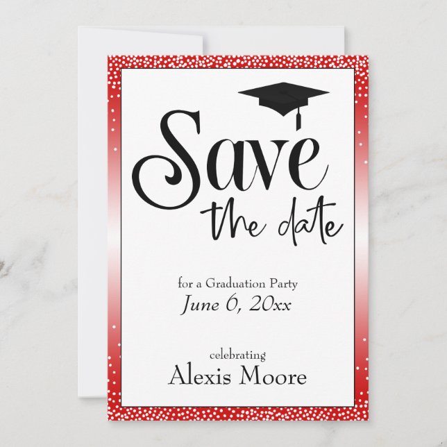 Save the Date Graduation Party, Cherry Red Invitation (Front)