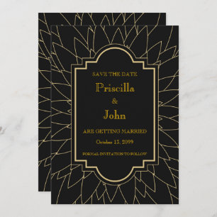 Save the date, great gatsby, dahlia geometric invitation