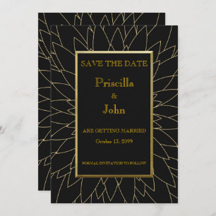 Save the date, great gatsby, dahlia geometric invitation