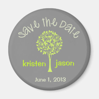 Save the Date Green/Grey Tree Magnet