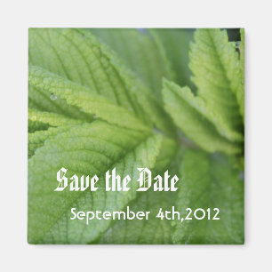 Save the date, green leaves magnet