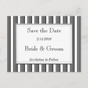 Save the Date Grey Striped Postcard