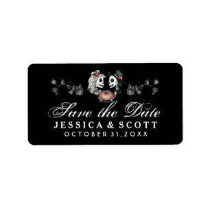 Save the Date - Halloween Skeletons & Heart Label