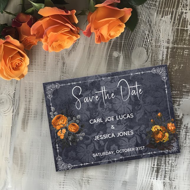 Save the Date Halloween Wedding Orange Rose (Creator Uploaded)