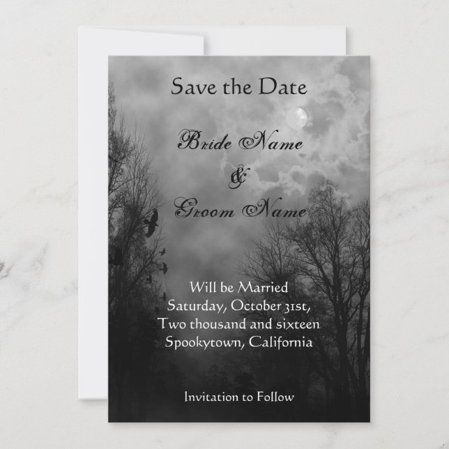 Save the Date Haunted Sky Announcement Card (Front)