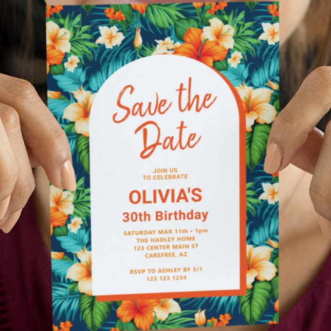 Save The Date Hawaiian Tropical Birthday Invitation (Creator Uploaded)