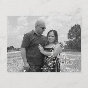 Save the Date Heart Arrow Script Hand Lettering Po Postcard