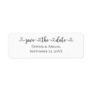 Save the Date Heart Lettering Return Address Label