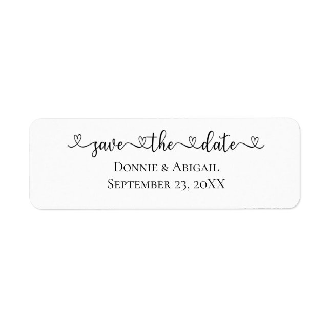 Save the Date Heart Lettering Return Address Label (Front)