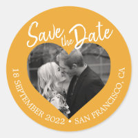 Save the Date Heart Photo Mellow Yellow