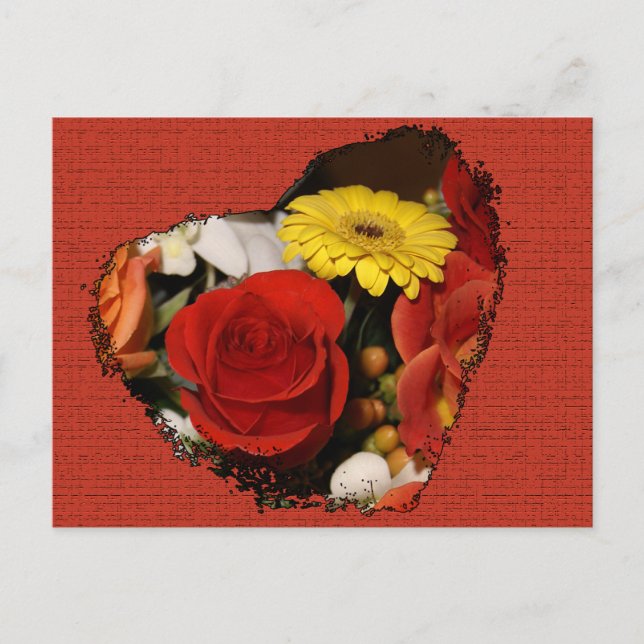 Save the Date Heart Shaped Bouquet Postcard (Front)