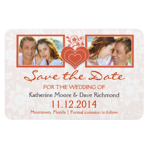 save the date heart two photos magnets