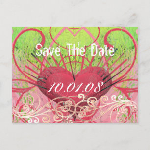 Save The Date - Hearts & Swirls Announcement Postcard