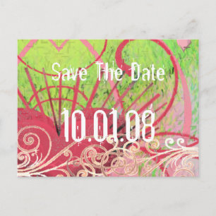 Save The Date - Hearts & Swirls Announcement Postcard