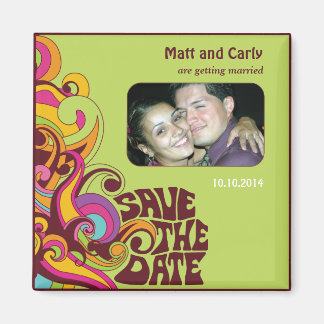 Save the Date Hippy Photo Magnet