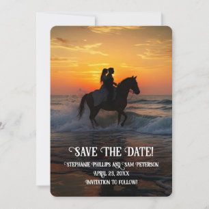 Save the Date Horseback Riding Beach Invitation