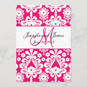 Save The Date Hot Pink Damask Wedding