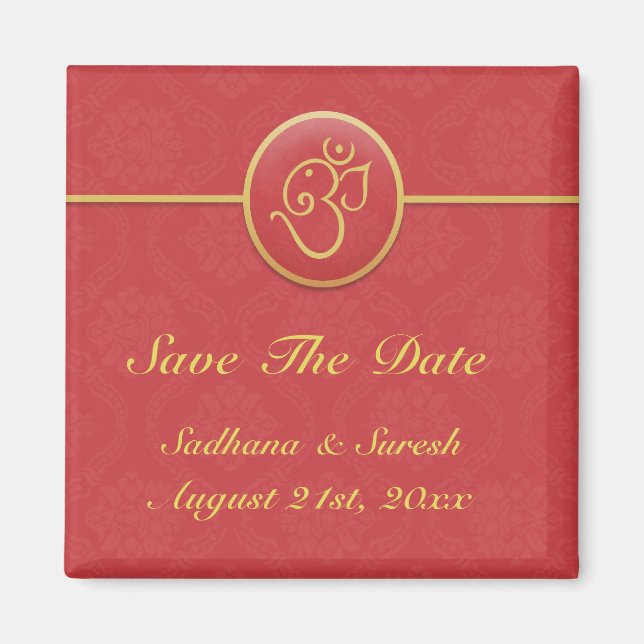 Save The Date Indian Style Magnet (Front)