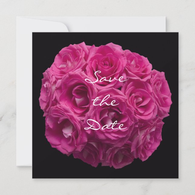 Save the Date Invitation  -- Gorgeous Pink Roses (Front)