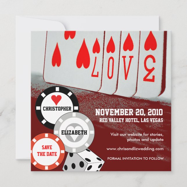 Save The Date Invitation Love Casino Card 3 (Front)