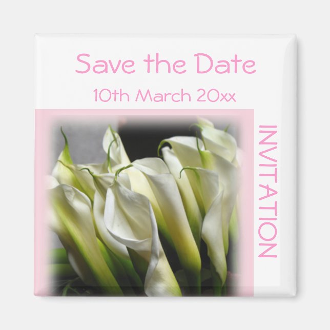 Save the Date Invitation Magnet Calla Lilies (Front)