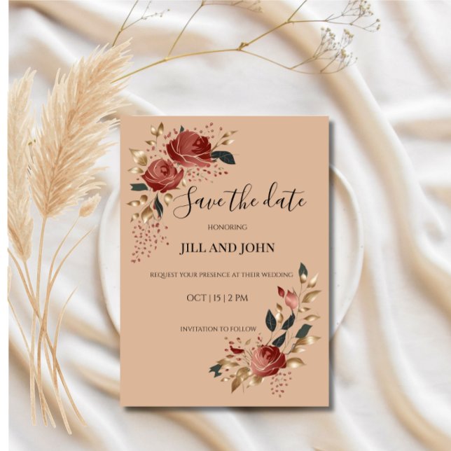 Save The Date Invitation Modern Bridal Rose  (Creator Uploaded)