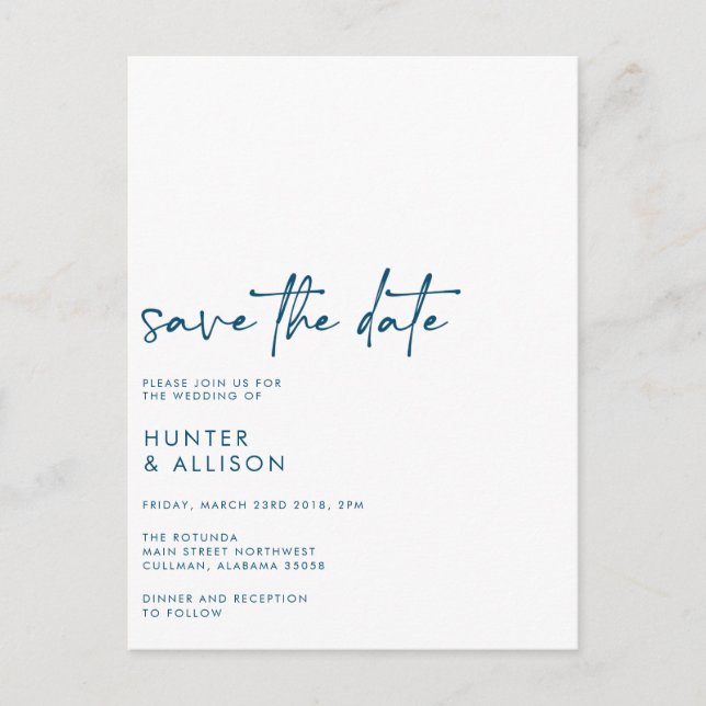 Save The Date Invitation Postcard (Front)