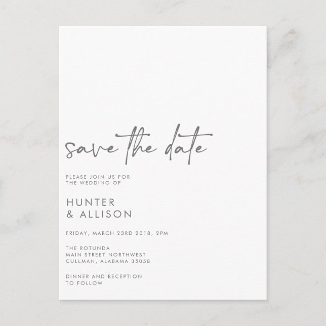 Save The Date Invitation Postcard (Front)