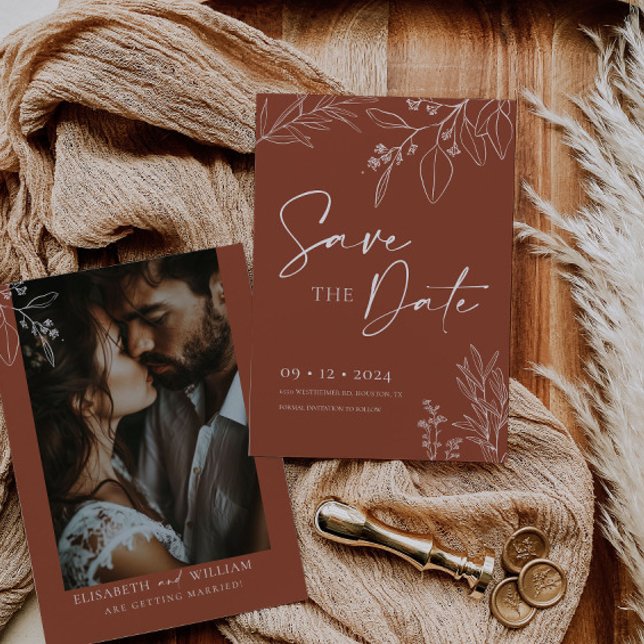 Save the Date Invitation Terracotta Floral (Creator Uploaded)
