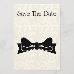Save The Date Invitation with bow tie black white
