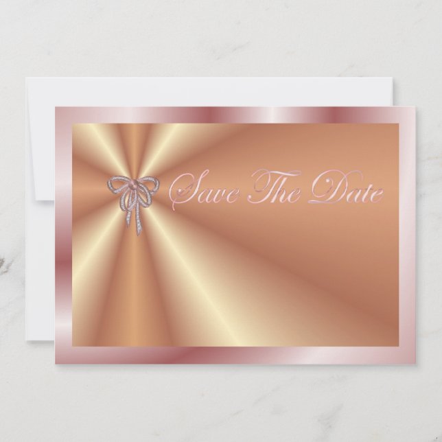 Save The Date Invitation with ribbon of pearls (Front)