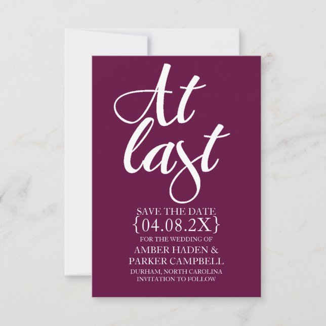 Save the Date Invite | At Last  (Front)