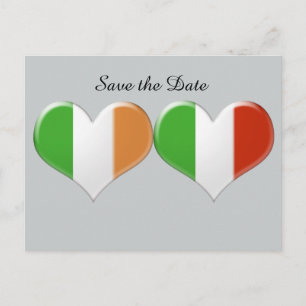Save the Date Irish Italian Heart Flags Postcard