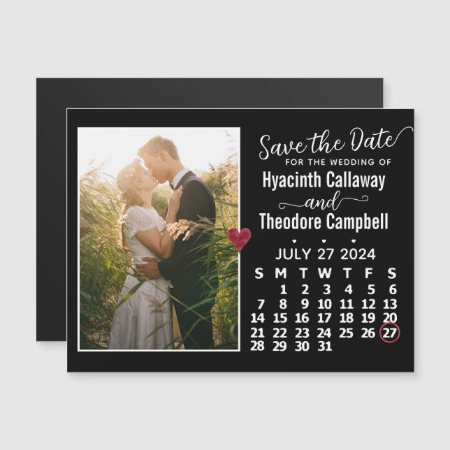 Save the Date July 2024 Calendar Photo Magnet (Front/Back)
