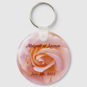 save the date key chain peach & pinky rose