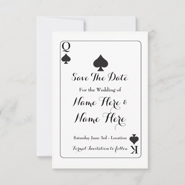 Save The Date King Queen Ace Spades Wedding Invite (Front)