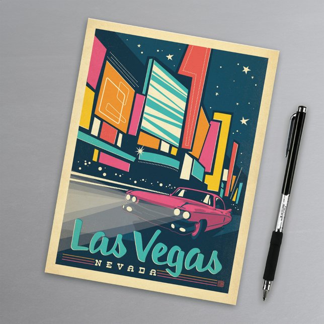 Save the Date | Las Vegas, NV Announcement Postcard (Card on table)