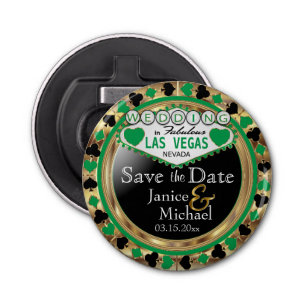 Save the Date Las Vegas Style - Green  Bottle Opener