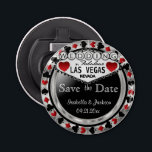 Save the Date Las Vegas Style - Silver & Red Bottle Opener<br><div class="desc">⭐⭐⭐⭐⭐ 5 Star Review. Are you getting married soon? A fun and unique way to announce your wedding plans. Save the Date for your Wedding a Bottle Opener ready for you to personalise. Featuring the words "Save the Date" in a Las Vegas Style in faux metallic Silver, Red and Black...</div>