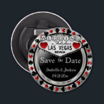 Save the Date Las Vegas Style - Silver & Red Bottle Opener<br><div class="desc">⭐⭐⭐⭐⭐ 5 Star Review. Are you getting married soon? A fun and unique way to announce your wedding plans. Save the Date for your Wedding a Bottle Opener ready for you to personalise. Featuring the words "Save the Date" in a Las Vegas Style in faux metallic Silver, Red and Black...</div>
