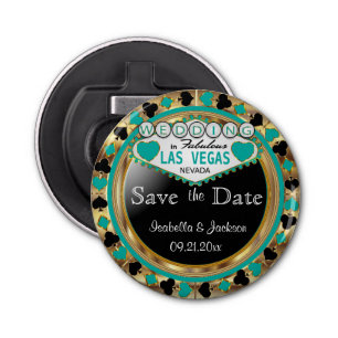 Save the Date Las Vegas Style - Teal Bottle Opener