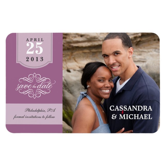 Save the Date - Lavender Custom Photo Magnet (Horizontal)