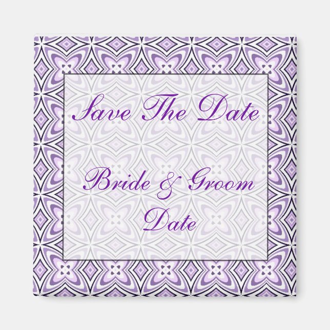 Save the Date Lavender purple Wedding Magnets (Front)