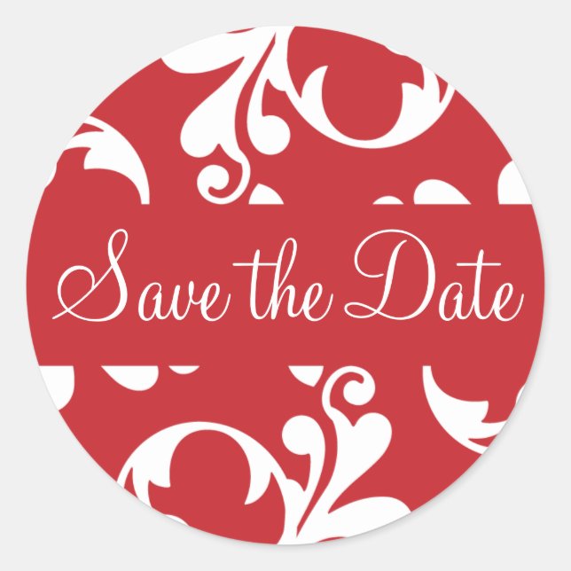 Save the Date Leaf Flourish Envelope Sticker Seal (Front)