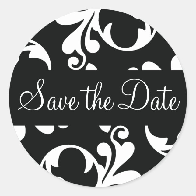 Save the Date Leaf Flourish Envelope Sticker Seal (Front)