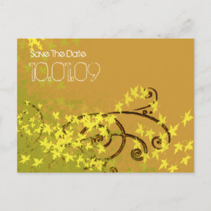 Save the Date- Leaf Swirls Announcement Postcard